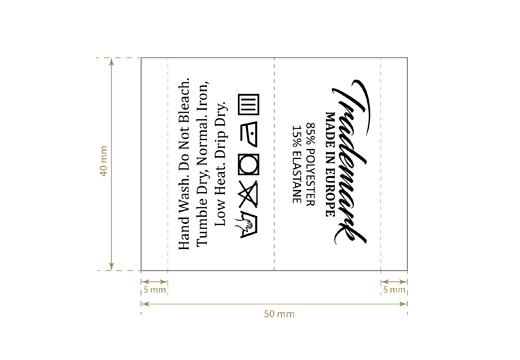 Štítky na starostlivosť o textílie Model TC-M334